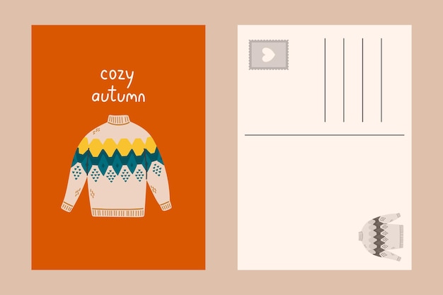 Sweater card warm cozy autumn postcard vector illustration