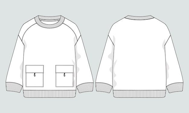 Sweatshirt Technical Fashion flat sketch vector illustration template