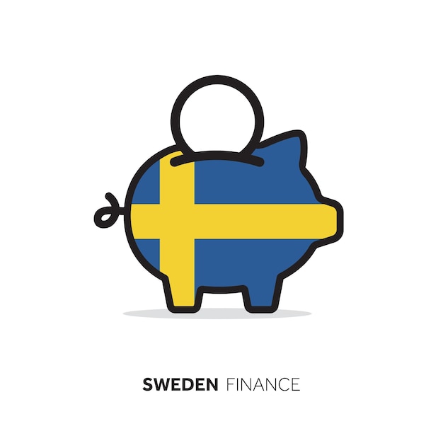 Sweden economic concept Piggy bank with national flag