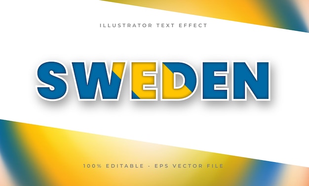 Sweden editable text effect with Swedish flag texture