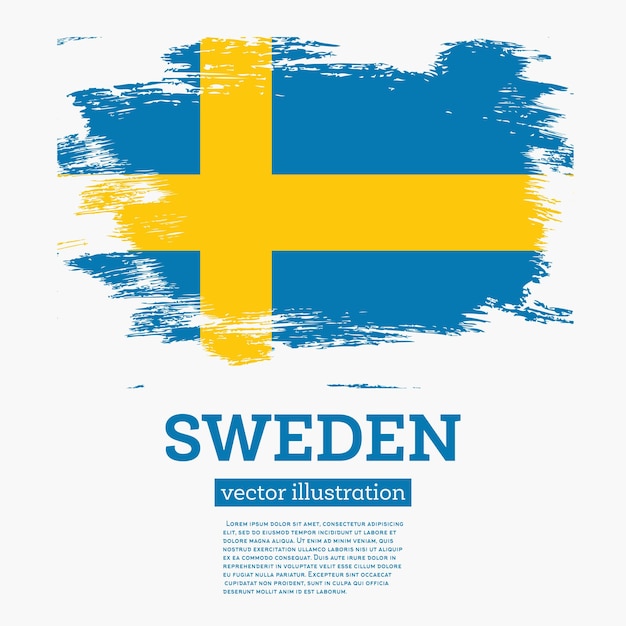 Sweden Flag with Brush Strokes. Vector Illustration.