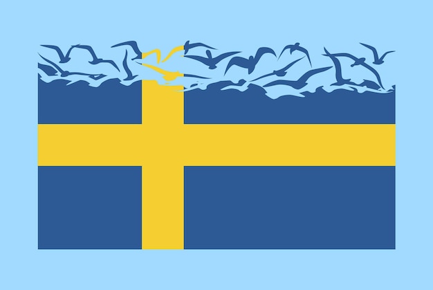 Sweden flag with freedom concept Sweden flag transforming into flying birds vector