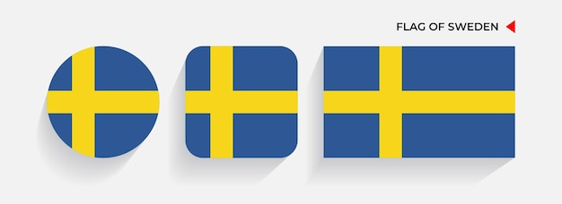 Sweden Flags arranged in round square and rectangular shapes