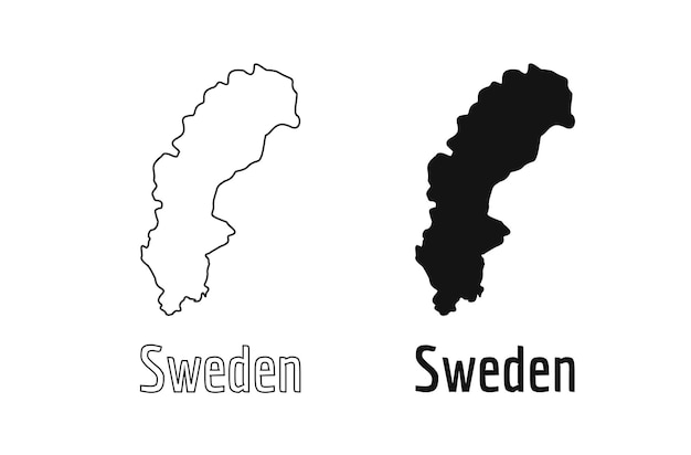 Sweden Map country icon outline style and flat vector Silhouettes