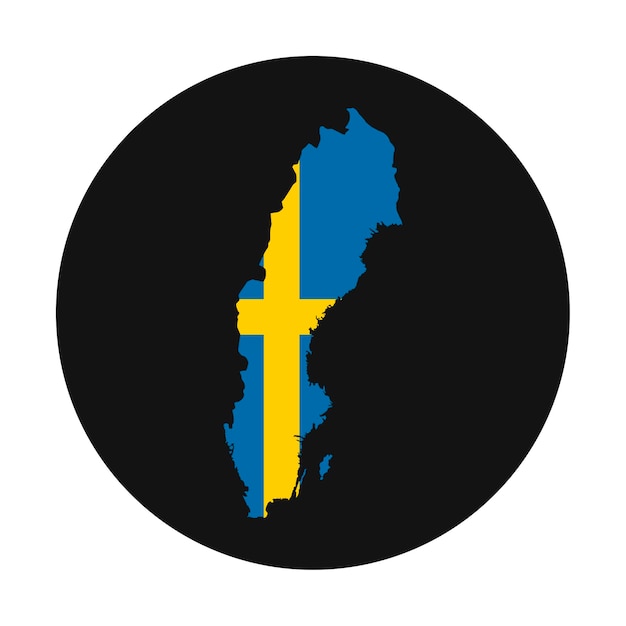 Sweden map silhouette with flag on black background