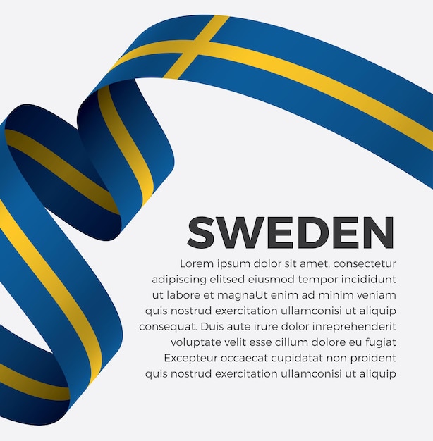 Sweden ribbon flag vector illustration on a white background Premium Vector