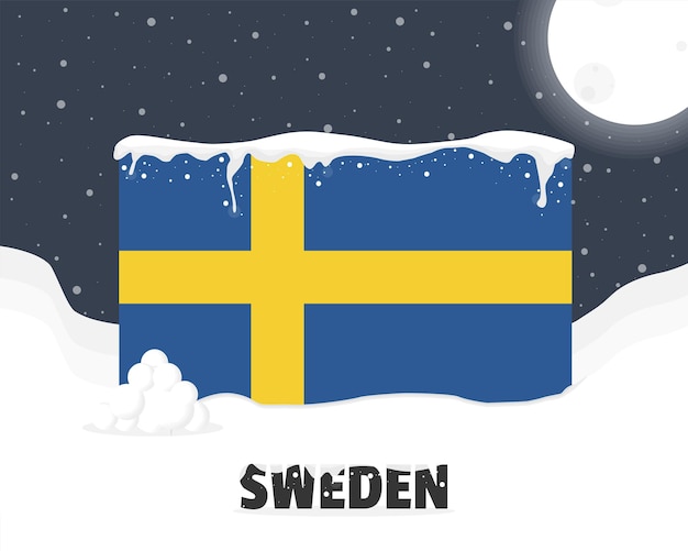 Sweden snowy weather concept cold weather and snowfall weather forecast winter banner idea