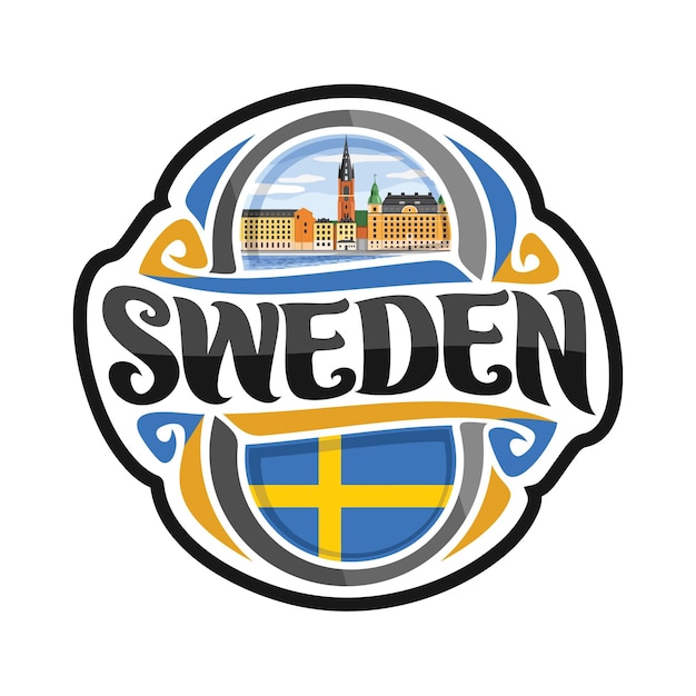 Sweden Sticker Flag Logo Badge Travel Souvenir Illustration