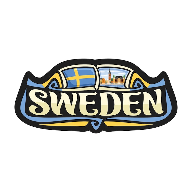 Sweden Sticker Flag Logo Badge Travel Souvenir Illustration