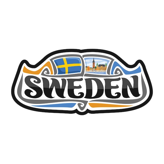 Sweden Sticker Flag Logo Badge Travel Souvenir Illustration