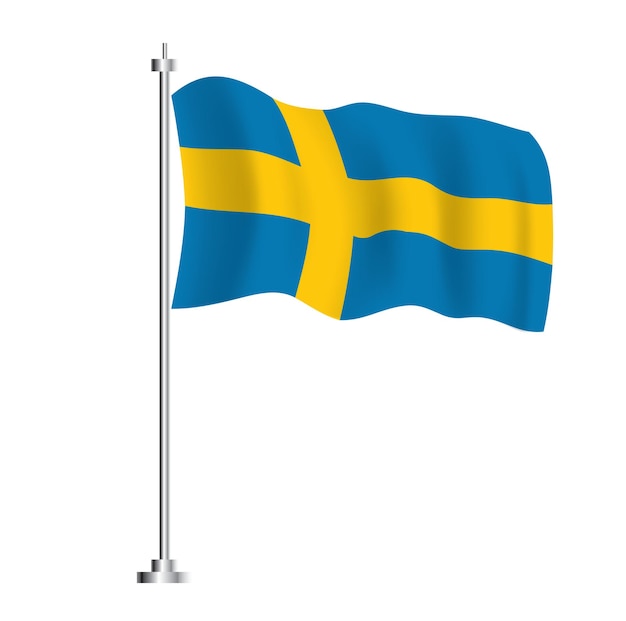 Swedish Flag Isolated Wave Flag of Sweden Country Vector Illustration