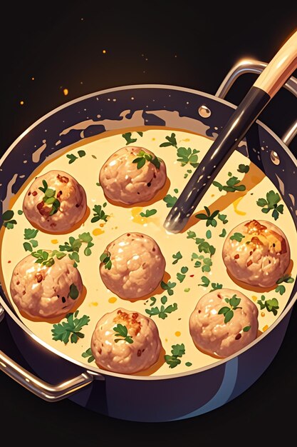 Vector swedish meatballs and creamy sauce