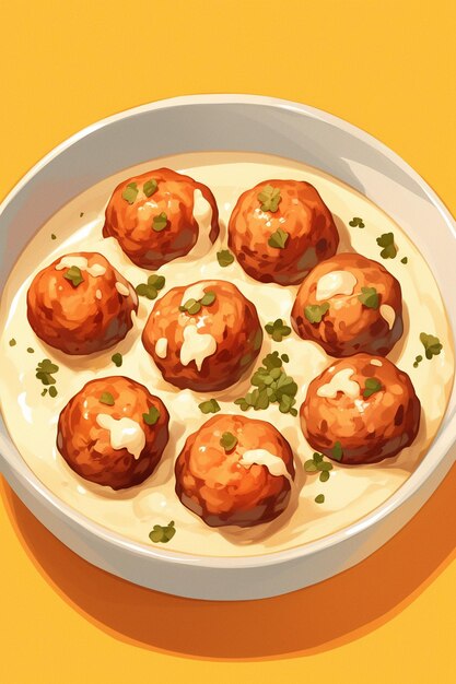 Vector swedish meatballs and creamy sauce