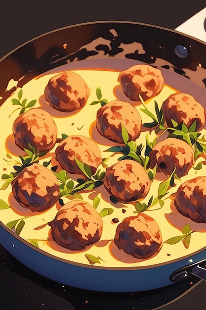 Vector swedish meatballs and creamy sauce