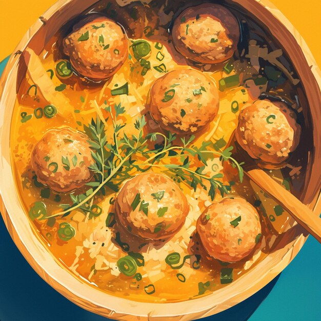 Vector swedish meatballs and nordic cuisine highlights