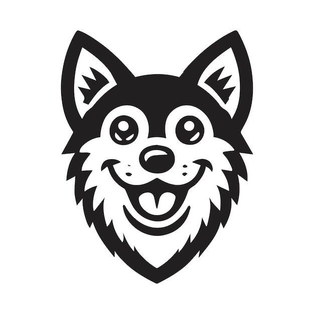 Swedish Vallhund Dog Face Clipart Dog Face Logo vector illustration in black and white