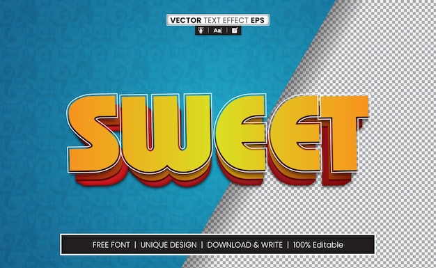 sweet 3D Text Effect Fully Editable