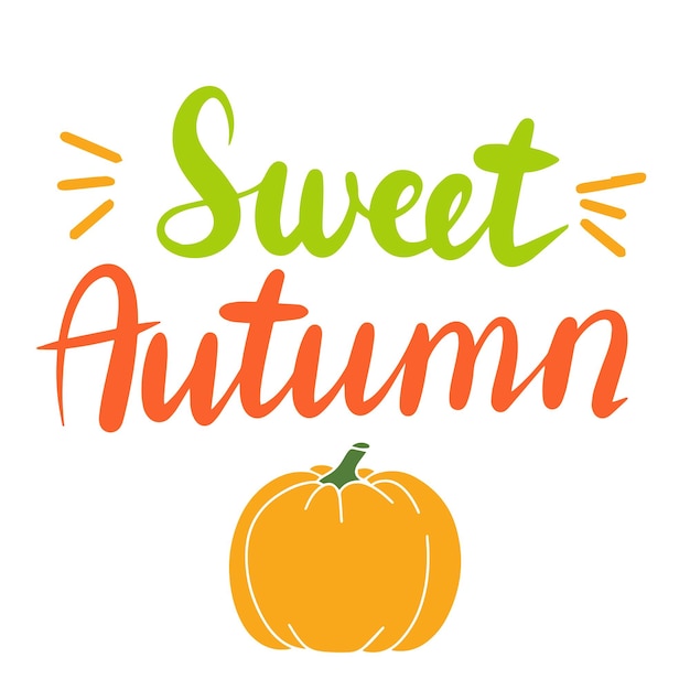 Sweet Autumn Handwriting Autumn short phrase Calligraphy Fall quotes Square text banner