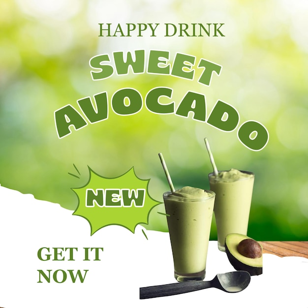 Vector sweet avocado drink social media post template