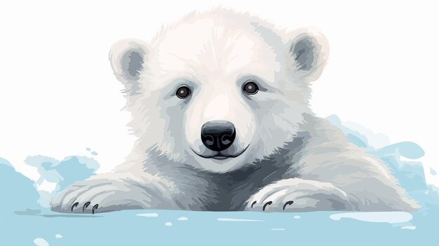 Vector sweet baby polar bear hand drawn digital painting