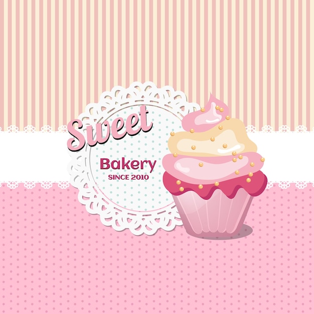 Sweet bakery cupcakes in vector