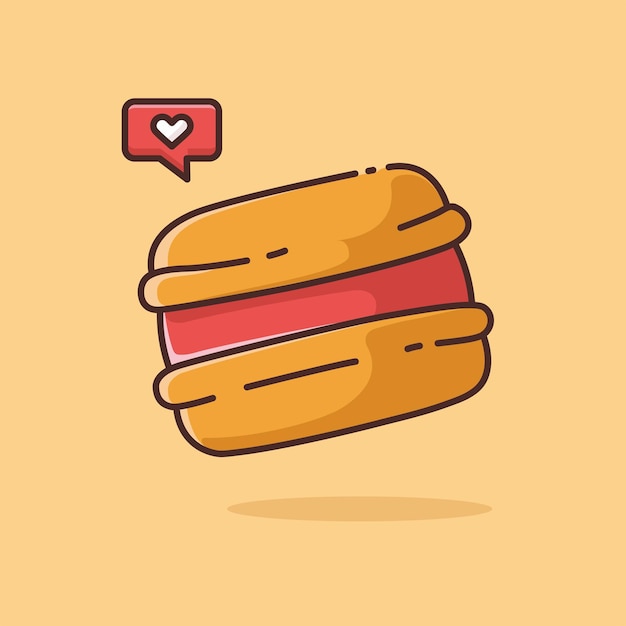 Sweet Burger minimalist style isolated on a orange background