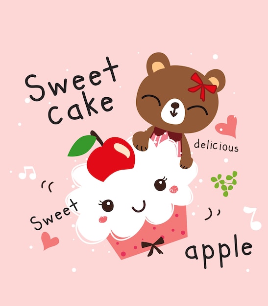 sweet cake apple vector