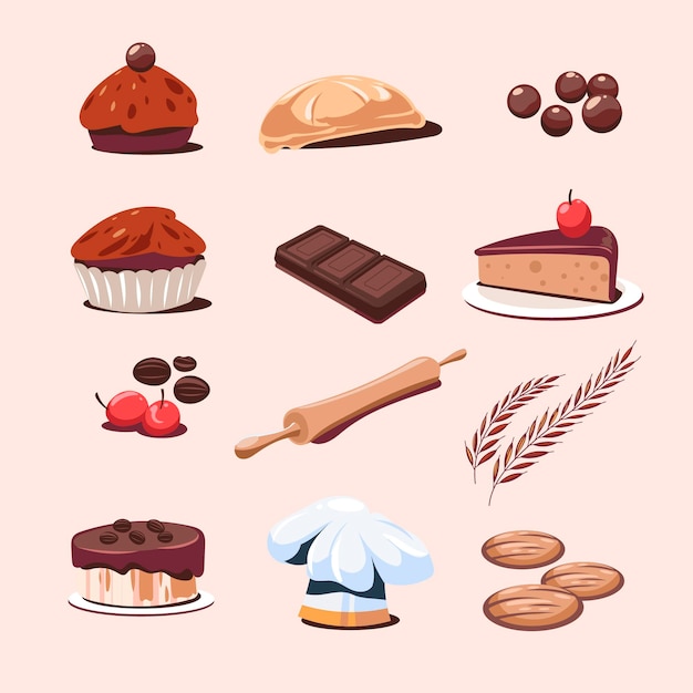 Sweet Cake and Bakery Shop Emblem Collection Pack Set