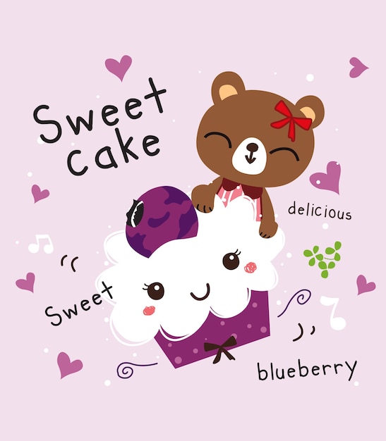 sweet cake blueberry vector