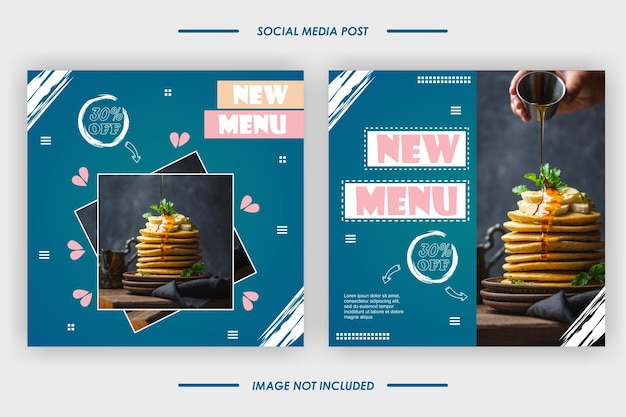 Sweet cake food menu social media banner post template