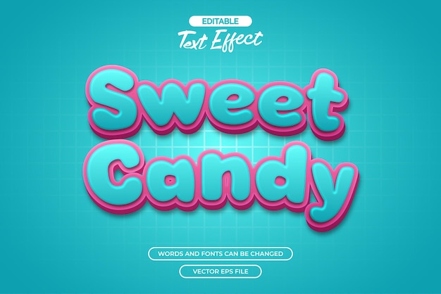 Vector sweet candy editable text effect with blue background