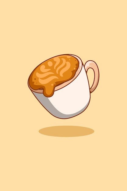 Sweet cappuccino coffee cartoon illustration