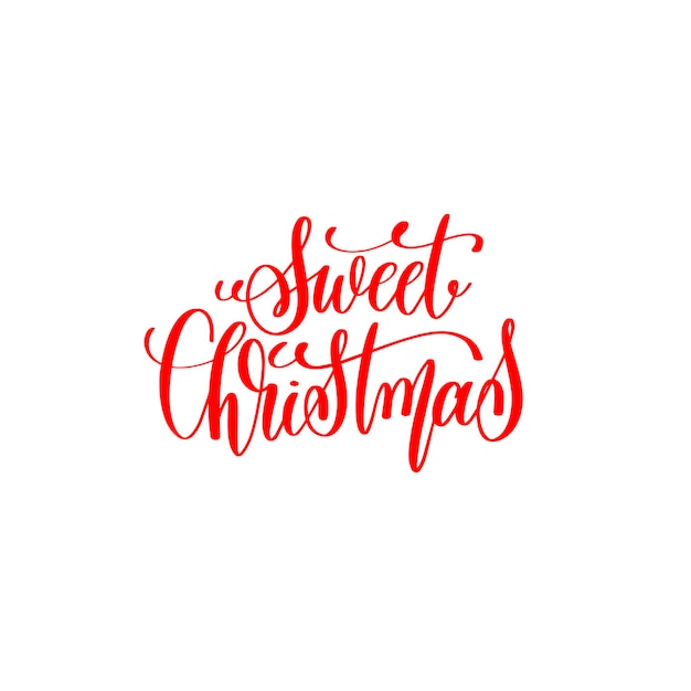 Sweet christmas red hand lettering inscription to christmas and new year celebration holiday