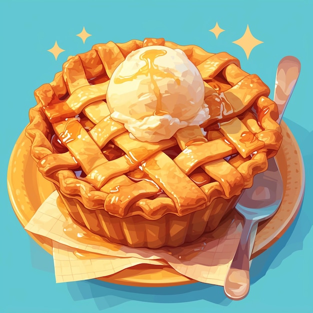 Sweet Cinnamon Apple Pie with Vanilla Ice Cream