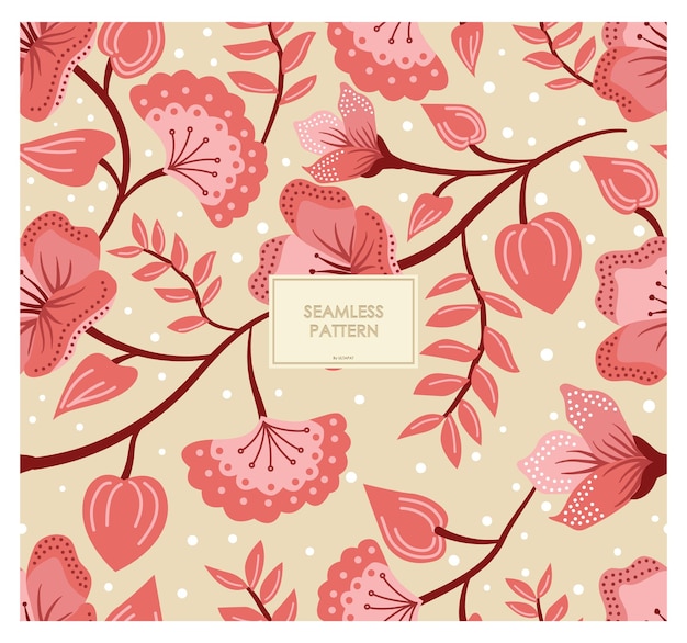 SWEET COLOR OF FLOWERS DRAWING BATIK PATTERN BATIK SEAMLESS PATTERN VECTOR DESIGN