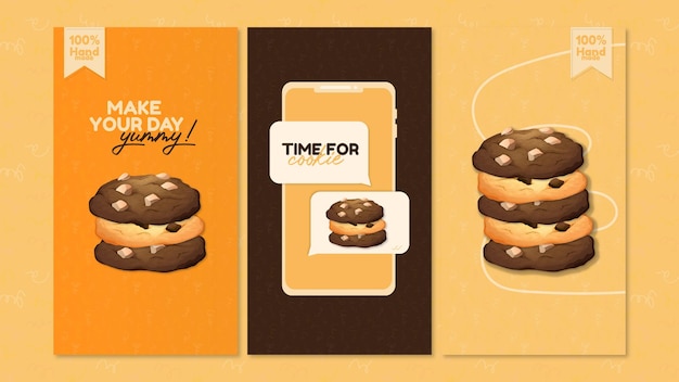 Vector sweet cookies instagram stories template