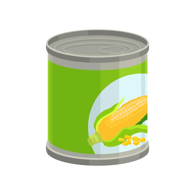 Sweet corn in aluminum can vector Illustration on a white background