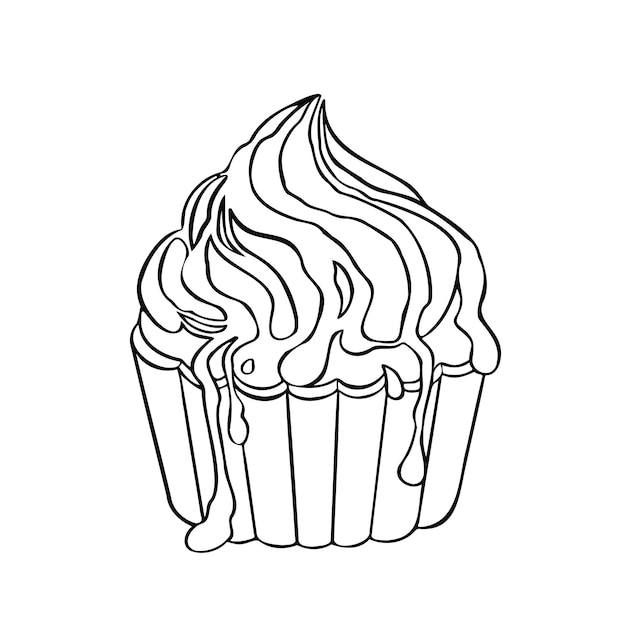 Sweet cupcake bun cake dessert hand drawn illustration