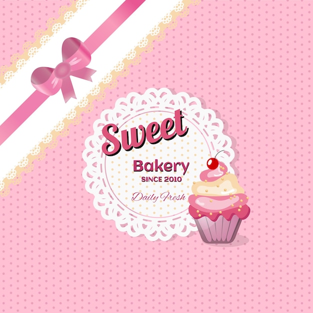 Sweet cupcake poster in lace vintage style