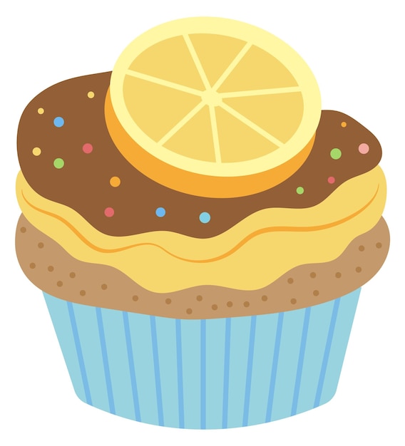 Sweet cupcake with lemon slice Tasty pastry icon