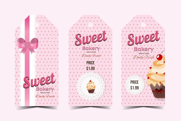 Sweet cupcakes tag collection in vector