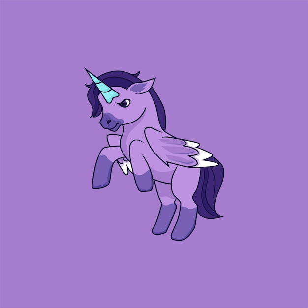 Sweet and cute blue pony Pegasus