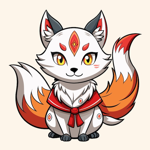 Vector sweet and cute kitsune cartoon vector