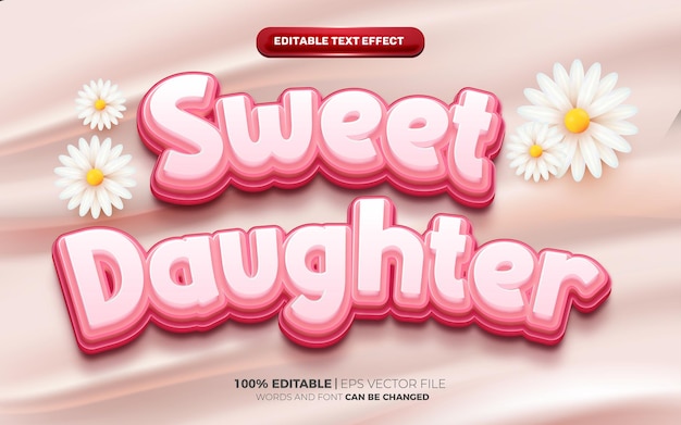 Sweet Daughter soft pink 3d editable text effect