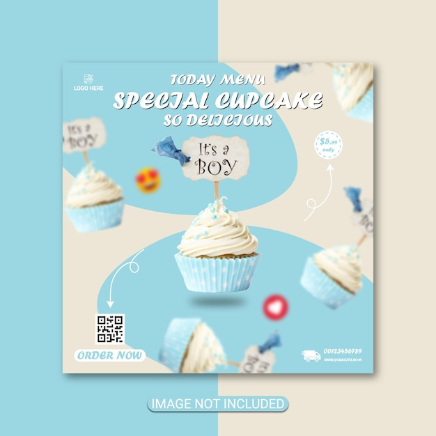 Sweet And Delicious Cupcake Flyer Template Design Premium Vector