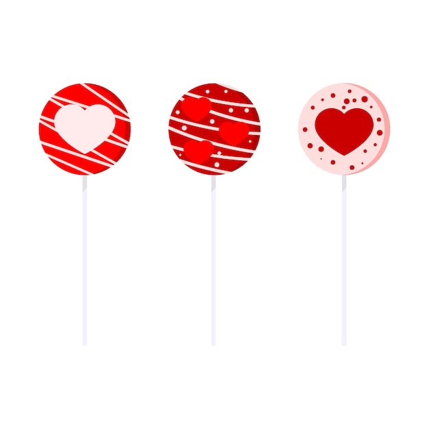 Sweet and delicious lollipops collection flat cartoon style illustration