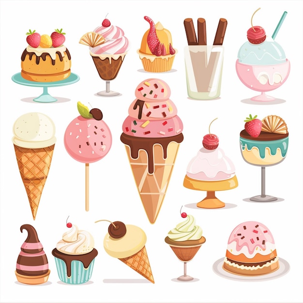 sweet dessert ice food vector cream illustration ice cream design summer cone background