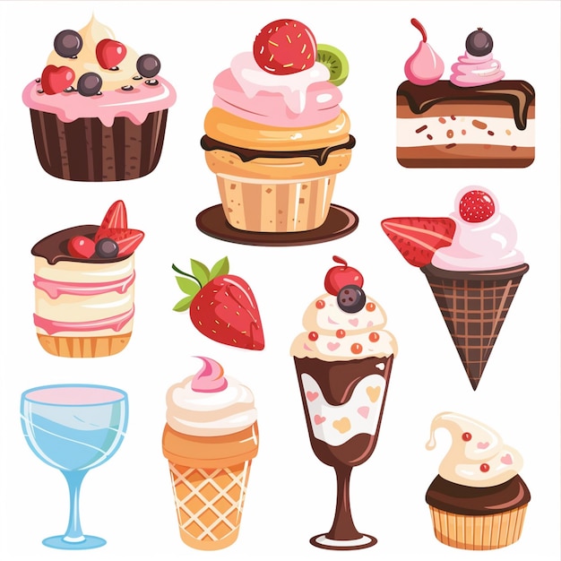 sweet dessert ice food vector cream illustration ice cream design summer cone background