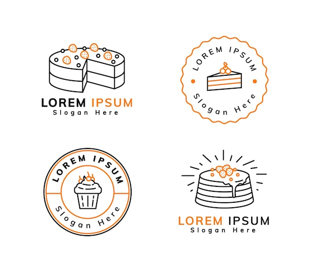 Sweet dessert logo design with outline