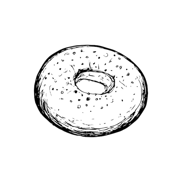 Sweet Donut Vector sketch Bakery product illustration Sweet bun isolated on white background